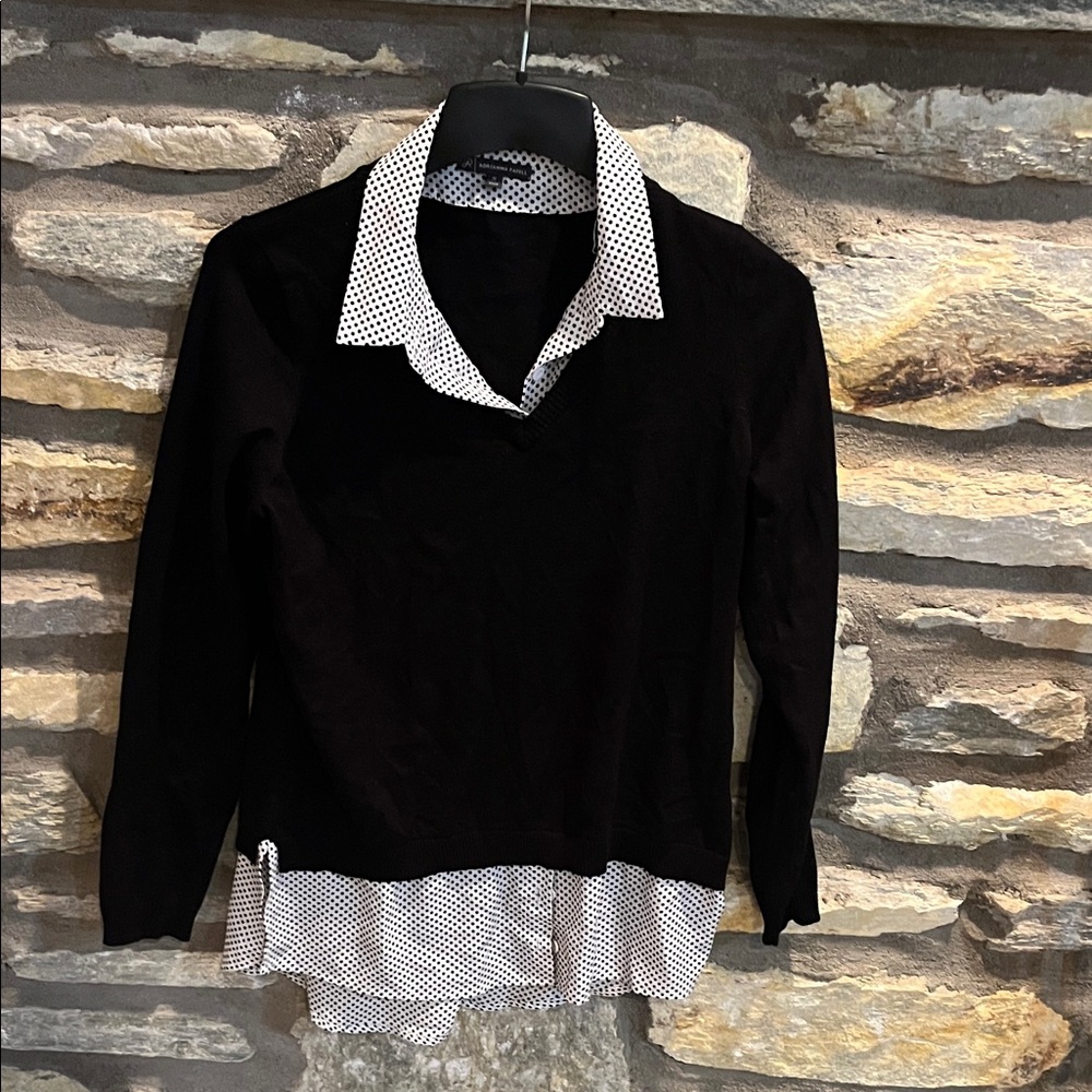 Adrianna Papell Black and White Polka Dot Top